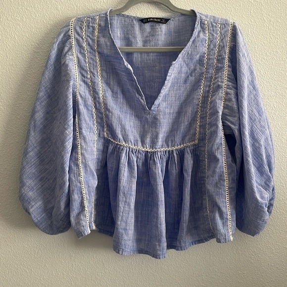 Zara Tops - Zara Boho Puff Sleeve Top Size XS
